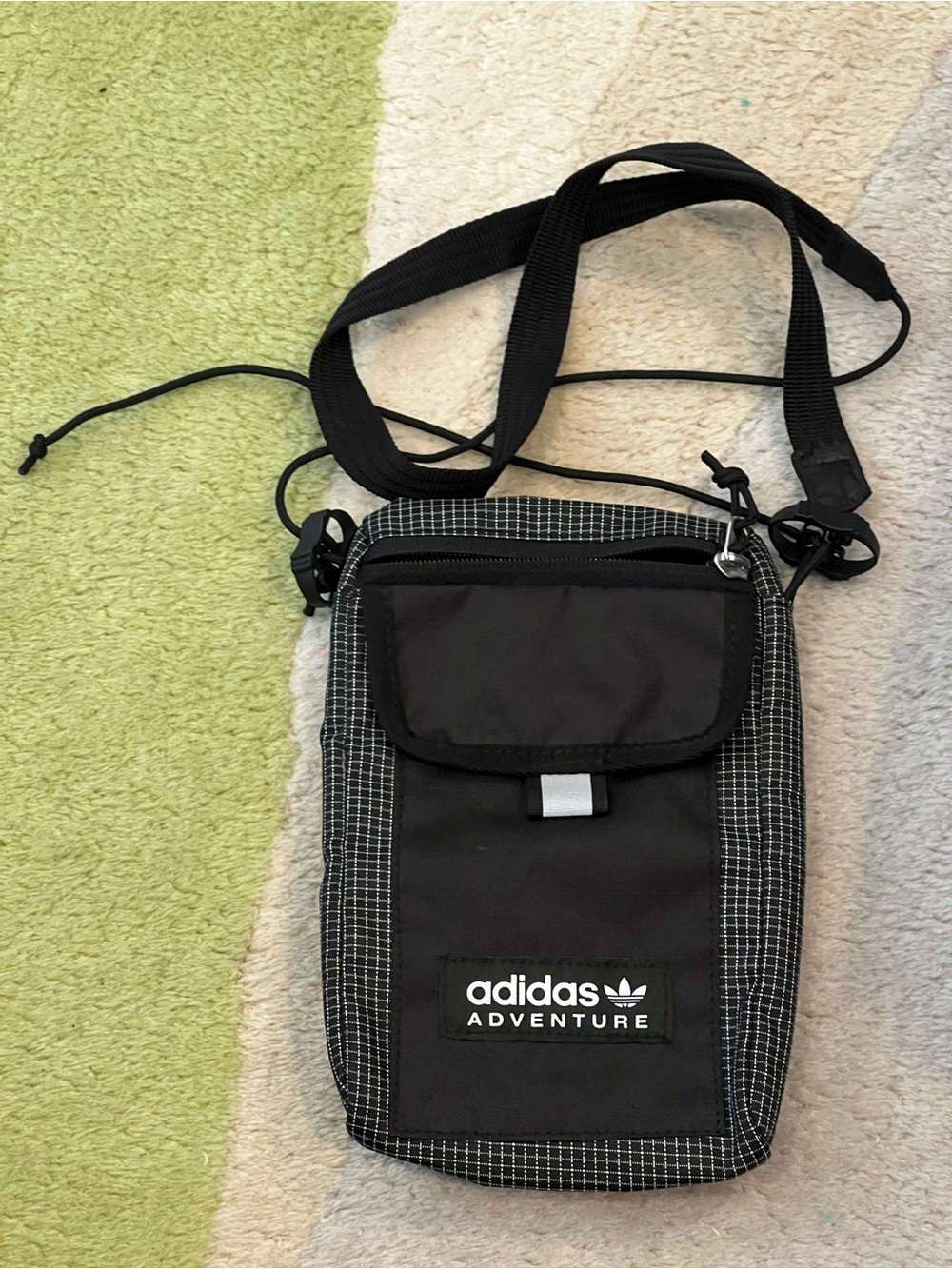 adidas Adventure Mini Crossbody Bag - Black with White Grid